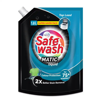 SafeWash Top Load Matic Premium Detergent Liquid | 2X Stain Removal 2L