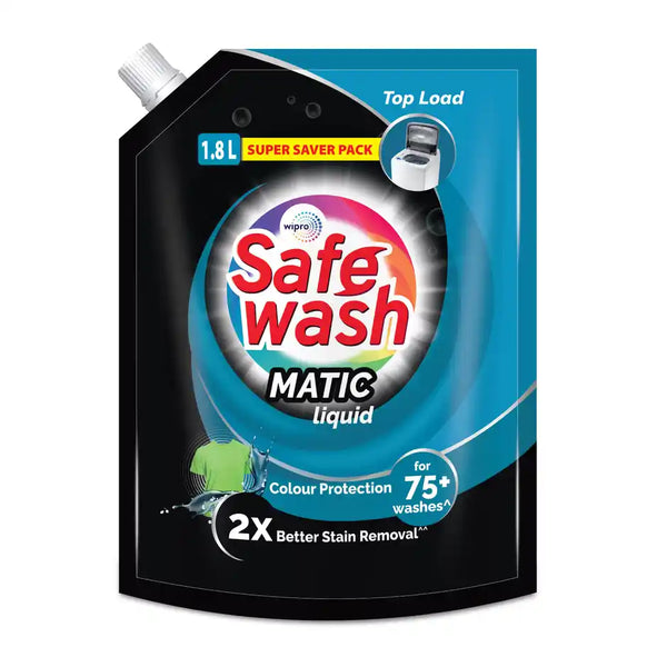 SafeWash Top Load Matic Premium Detergent Liquid | 2X Stain Removal 2L