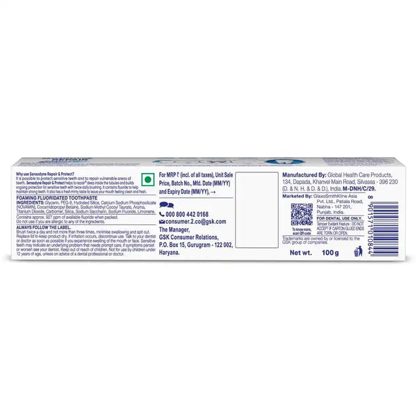 Sensodyne Repair & Protect Sensitive Toothpaste, Upto 3X Stronger Sensitivity Protection 100g