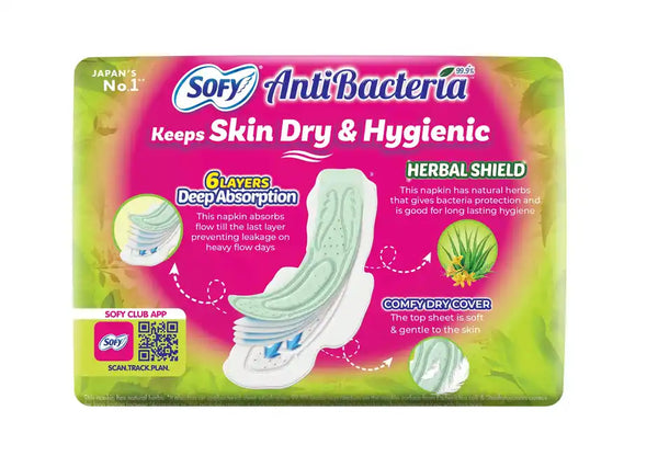 Sofy AntiBacteria XL Sanitary Pads | 6 Layer Deep Absorption | 290mm 14pcs