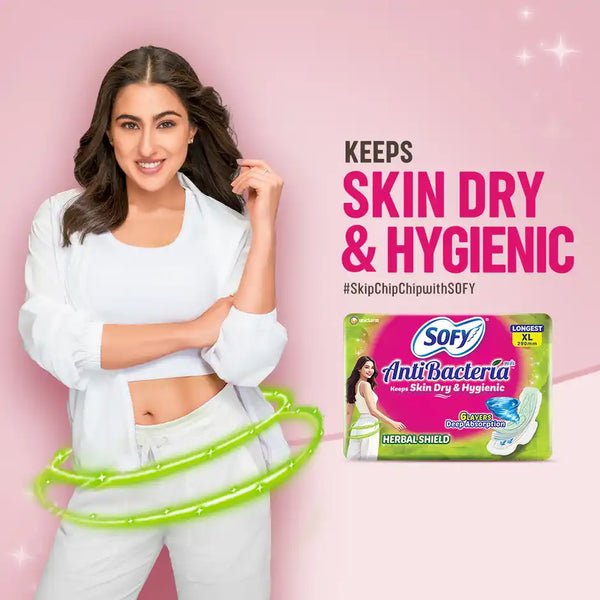 Sofy AntiBacteria XL Sanitary Pads | 6 Layer Deep Absorption | 290mm 14pcs