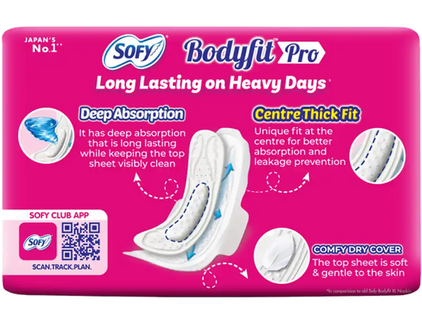 Sofy Bodyfit Pro Sanitary Pads| Deep Absorption | 230mm OR 290mm | 18 pcs