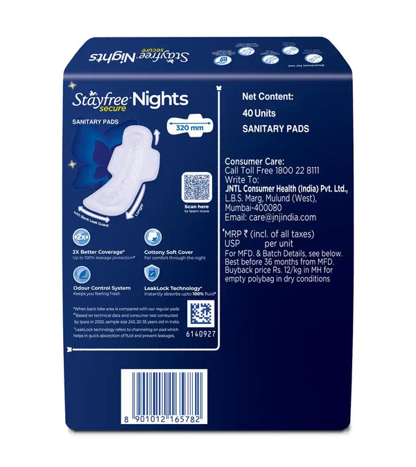 Stayfree Secure Nights XXL Sanitary Pads 40 pcs