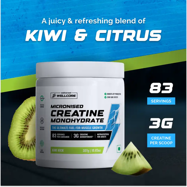 Wellcore Micronised Kiwi Kick Creatine Monohydrate | 83 servings (307 g)