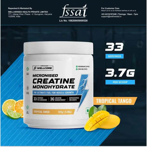 Wellcore Micronised Tropical Tango Creatine Monohydrate | 33 servings 122g