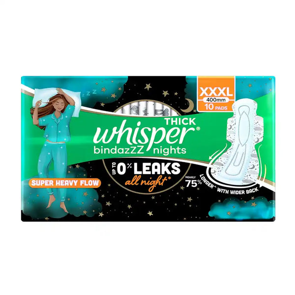 Whisper Bindazzz Nights 10 XXXL Sanitary Pads 10 pcs