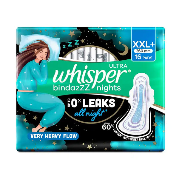 Whisper Bindazzz Nights 16 XXL+ Sanitary Pads 16 pcs