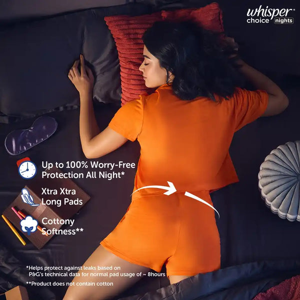 Whisper Choice Nights, 16 XXL Pads, with 4x Back Coverage