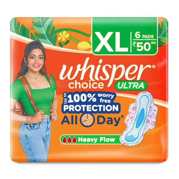 Whisper Ultra Clean XL PadsWhisper Choice Ultra XL Sanitary Pads 6 pcs