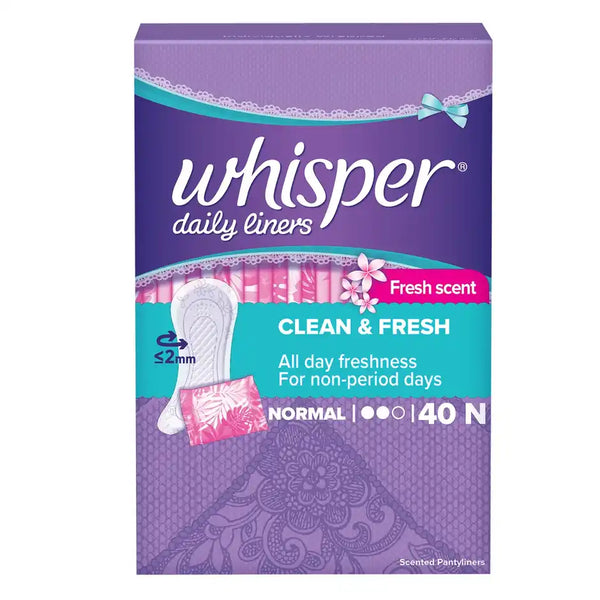 Whisper Clean and Fresh Daily Liners, 40 panty liners for women