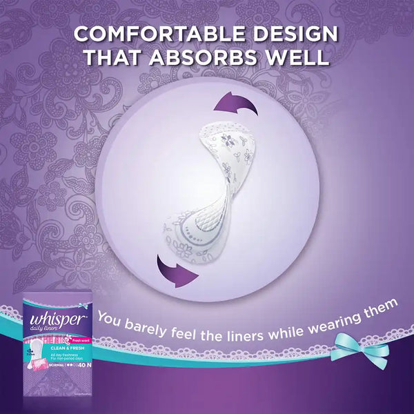 Whisper Clean and Fresh Daily Liners, 40 panty liners for women