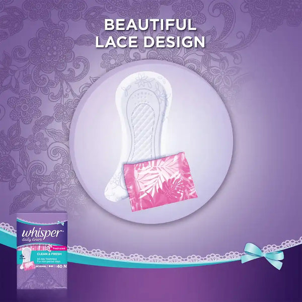 Whisper Clean and Fresh Daily Liners, 40 panty liners for women