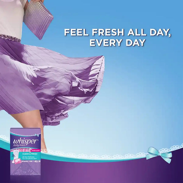 Whisper Clean and Fresh Daily Liners, 40 panty liners for women