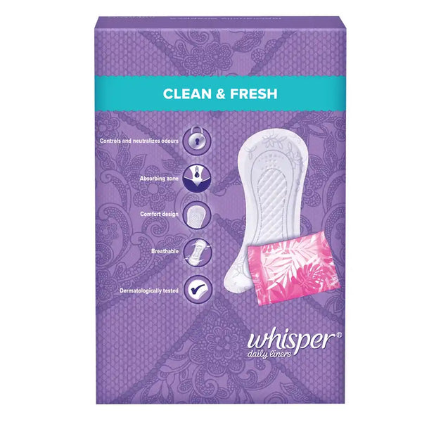 Whisper Clean and Fresh Daily Liners, 40 panty liners for women