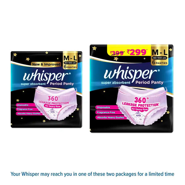 Whisper Super Absorbent Period Panty, 6 M-L Pants