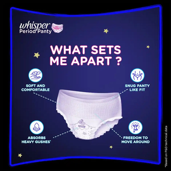 Whisper Super Absorbent Period Panty, 6 M-L Pants