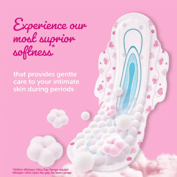 Whisper Ultra Skin Love Soft Sanitary Pads for Women, XL 15 Napkins
