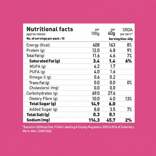 Yoga Bar Muesli Dark Chocolate + Cranberry, Omega - 3, Nuts & Seeds, Fibre Rich 400g