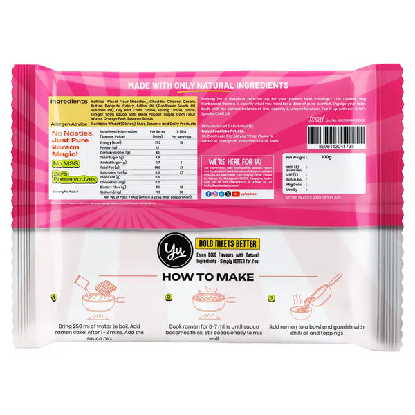 Yu Cheesy VEG Carbonara - Korean Ramen Noodles 100g