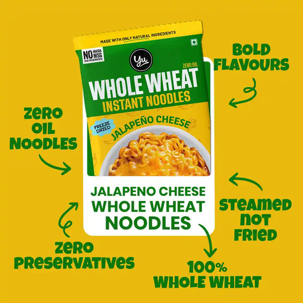 Yu Jalapeno Cheese - Whole Wheat Instant Noodles | Pack Of 2 x 70 g